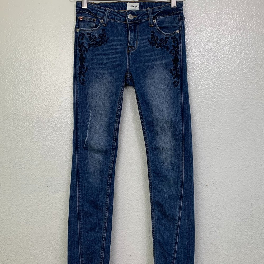 Hudson Cpsia Jeans Size 16 Girls‎ Distressed Floral Embroidered  Raw Hem Cropped